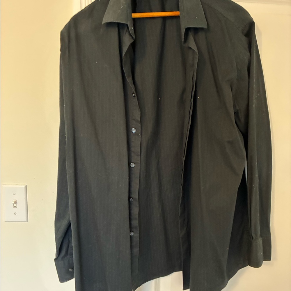 BCBG Men's Dark Gray Casual Button Down Shirt